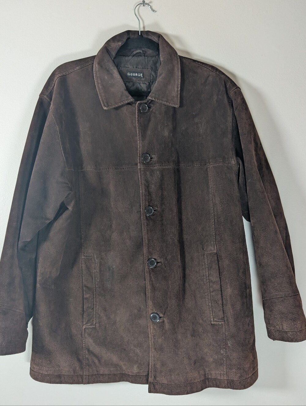 George Dark Brown Suede Button-Front Jacket